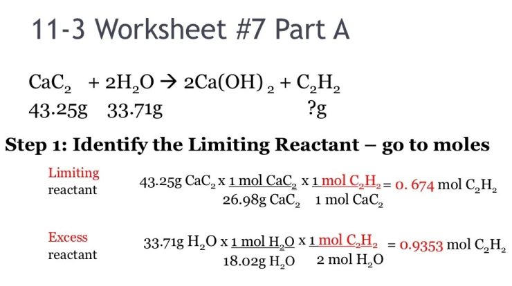 Unit stoichiometry limiting reactant ws #4