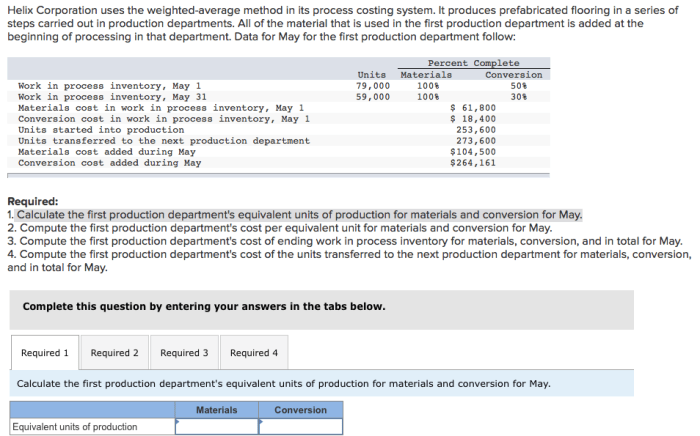 Helix corporation uses the weighted-average