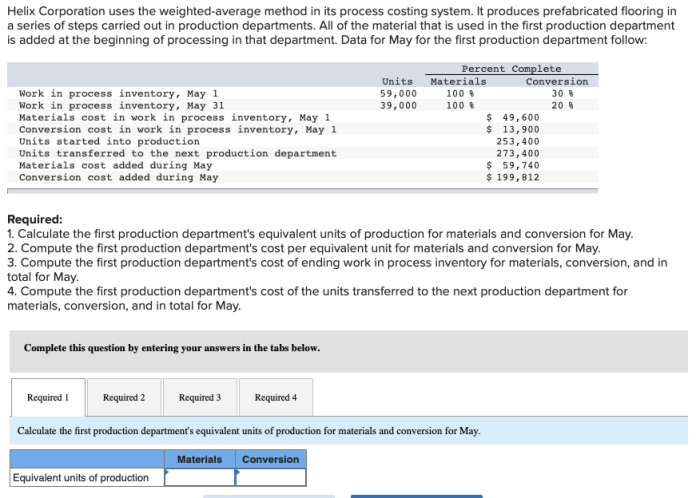 Helix corporation uses the weighted-average