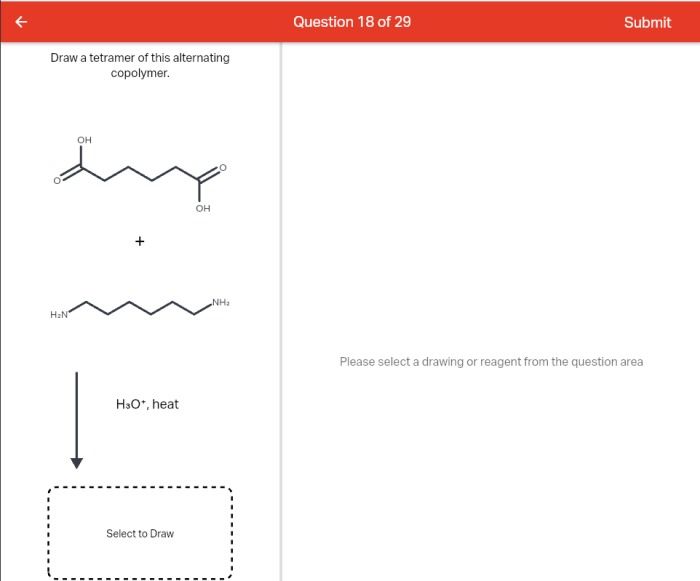 Draw a tetramer of this alternating copolymer