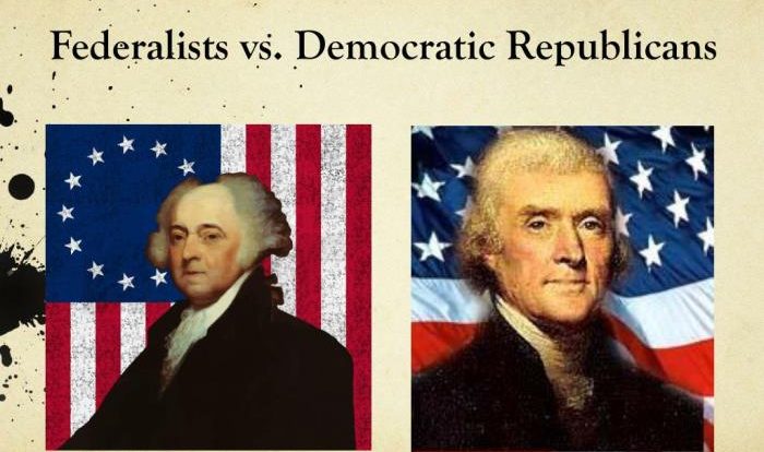 Federalists vs democratic republicans chart