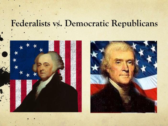 Federalists vs democratic republicans chart